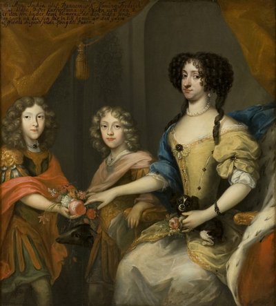 Anna Sofia, księżniczka duńska, elektorka saska, z synami Johannem Georgiem i Fryderykiem Augustem, ok.1680 autorstwa David von Krafft