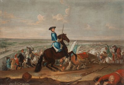 Le roi Charles XII (Carl de Suede) (1682-1718) w bitwie pod Narwą autorstwa David von Krafft