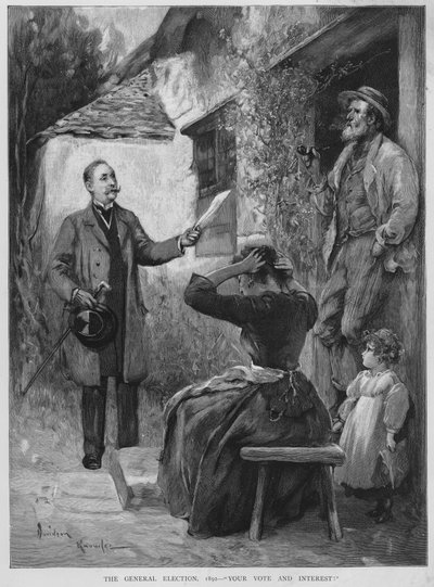 Akwizycja do głosowania podczas brytyjskiej kampanii wyborczej 1892 (lito) autorstwa Davidson Knowles