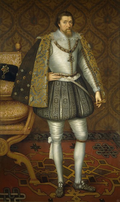 Portret króla Anglii Jakuba I 1566-1625, c. 1605 autorstwa De Critz