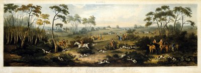 Polowanie na lisy, tablica 1, ryt Thomas Sutherland (1785-1838) 1817 (kolor lito) autorstwa Dean Snr. (after) Wolstenholme