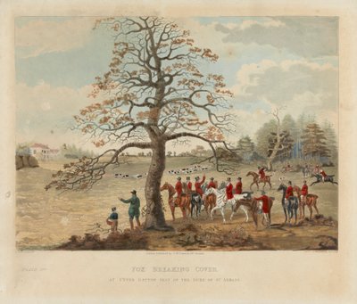 [Polowanie na lisy] zestaw czterech: (2) Fox Breaking Cover / At Upper Gatton Seat of the Duke of St. Alban