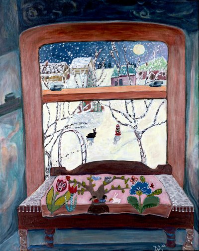 Appliqued, 2022 (akryl na płótnie) autorstwa Deborah Eve Alastra