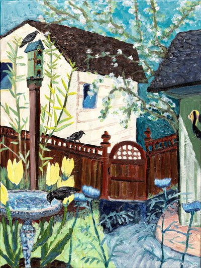 Backyard Crow, 2022 (akryl na płótnie) autorstwa Deborah Eve Alastra