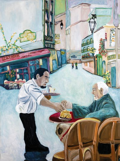 Cafe St. Germain, 2017 (akryl na płótnie) autorstwa Deborah Eve Alastra
