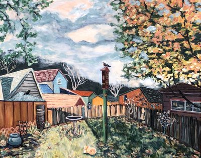 "Last Light of Fall" 2020, akryl na płótnie autorstwa Deborah Eve Alastra