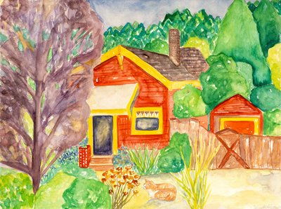 Czerwony dom, 2016 (akwarela) autorstwa Deborah Eve Alastra
