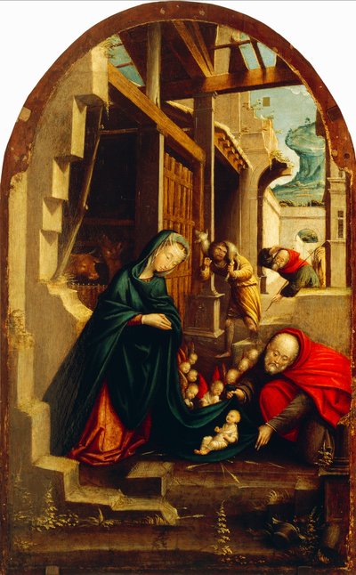 Szopka z adorującymi aniołami i pasterzami Defendente Ferrari (czynna ok. 1500-1535) autorstwa Defendente Ferrari