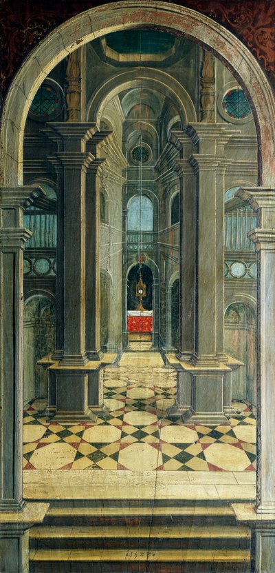 Perspektywa namalowana przez Defendente Ferrari (1480 lub 1485-1540), na tylnej części XVI-wiecznego chóru, kościół św. Hieronima, Biella, Włochy autorstwa Defendente Ferrari