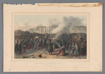 Beschieting van de Citadel, 1832 Naruszona bateria w akcji (tytuł na obiekcie) Rysunki wykonane z natury podczas oblężenia Cytadeli w Antwerpii autorstwa Raffeta (tytuł serii na obiekcie) autorstwa Denis Auguste Marie Raffet