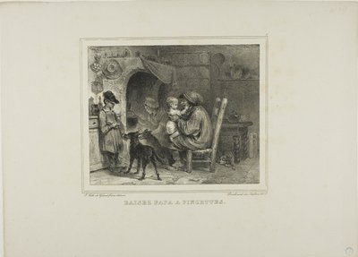 Pocałunek papy z uszczypnięciami autorstwa Denis Auguste Marie Raffet