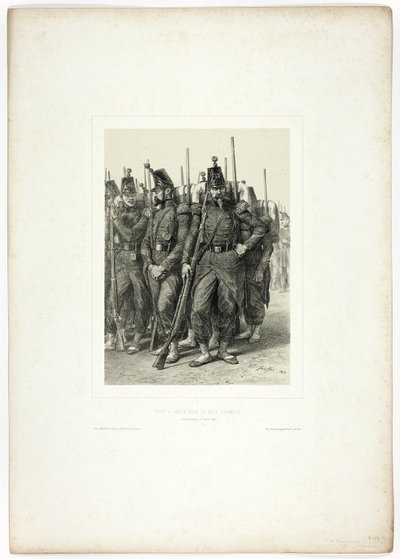 Gotowy do wyjazdu do Wiecznego Miasta, z Souvenirs d’Italie: Expédition de Rome autorstwa Denis Auguste Marie Raffet