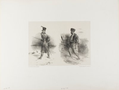 Arkusz z zatłoczonym szkicem autorstwa Denis Auguste Marie Raffet
