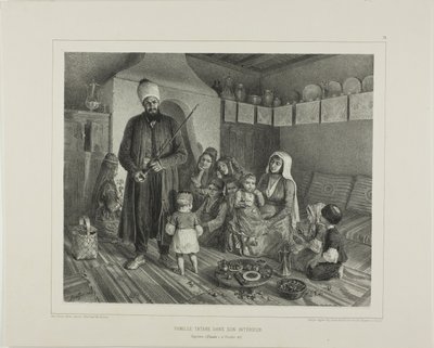 Tatarska rodzina w swoim domu, Kapskhor, Krym, 21 października 1837 autorstwa Denis Auguste Marie Raffet