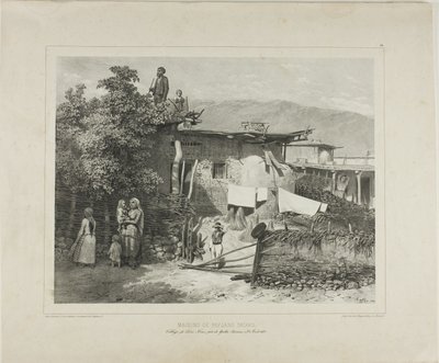 Domy tatarskich chłopów w wiosce Déré-Koui, niedaleko Jałty, Krym, 31 sierpnia 1837 r. autorstwa Denis Auguste Marie Raffet