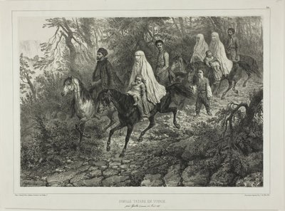 Podróżująca rodzina tatarska, niedaleko Jałty, Krym, 15 sierpnia 1837 r. autorstwa Denis Auguste Marie Raffet