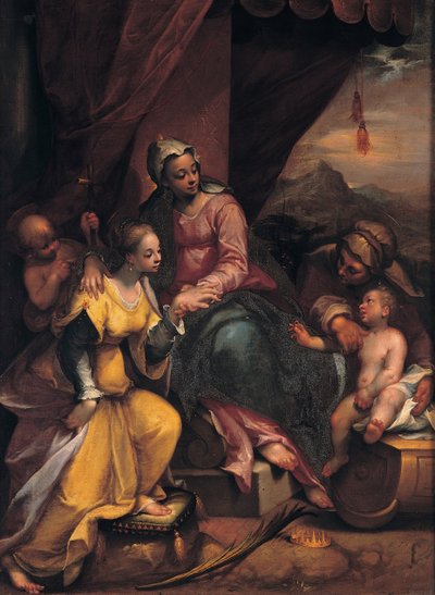Mistyczne zaślubiny św Katarzyny, 1590 autorstwa Denis Calvaert