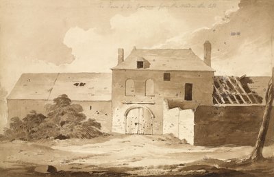 „Nr 5 Dom du Gourmon z Lasu na Lewicy”, 1815 (wc i ołówek na papierze) autorstwa Denis Dighton