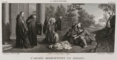 Denis-Sébastien Leroy, Antoine-Claude-François Villerey et Coiny - Saint Benoît reanimujący dziecko, według Louisa de Silvestre - 1802-1815 autorstwa Denis Sebastien Leroy