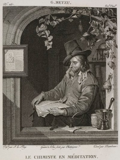 Denis-Sébastien Leroy, Chataigner i Dambrun - Chemik w medytacji, według Gabriela Metsu - 1802-1815 autorstwa Denis Sebastien Leroy