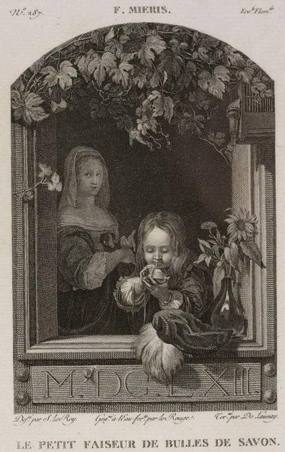 Denis-Sébastien Leroy, Lerouge i De Launay - Mały wytwórca baniek mydlanych, według Fransa van Mierisa Starszego - 1802-1815 autorstwa Denis Sebastien Leroy