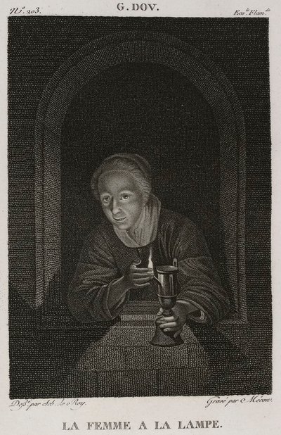 Denis-Sébastien Leroy et Mécou - Kobieta z lampą, według Gerrita Dou - 1802-1815 autorstwa Denis Sebastien Leroy