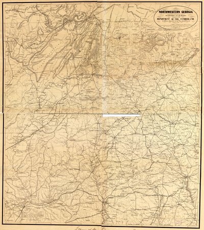 Północno-Zachodnia Gruzja (z częściami sąsiednich stanów Tennessee i Alabama) będąca częścią Departamentu Cumberland autorstwa Denis; United States. War Department. Engineer Bureau Callahan