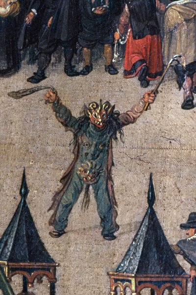 Triumf arcyksiężnej Izabeli w Ommeganck w Brukseli 31 maja 1615, fragment postaci w stroju diabła, 1615 (detal 75629) autorstwa Denys van Alsloot