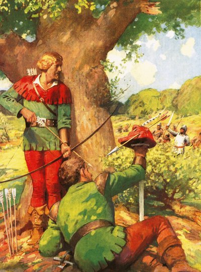 Robin i Mały John stawiają czoła Normanom autorstwa Derek Charles Eyles