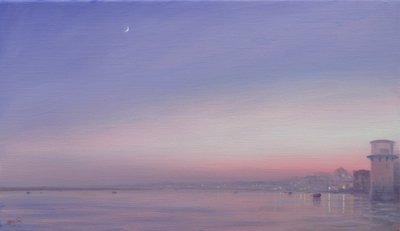 Księżyc nad Varanasi autorstwa Derek Hare