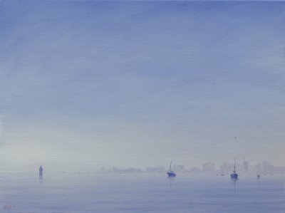 Port Mumbai (olej na płótnie) autorstwa Derek Hare