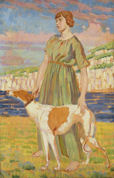 Portret Elżbiety Lipczinskiej z psem Fanny, ok. 1911-12 autorstwa Derwent Lees