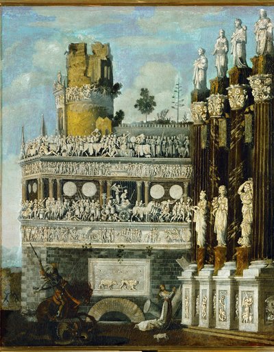 "Architektura wyobrażona" (olej na płótnie) autorstwa Desiderio Monsu