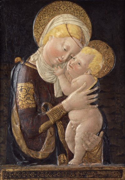 Dziewica z Dzieciątkiem, ok. 1450 (stiuk malowany) autorstwa Desiderio da Settignano (after)