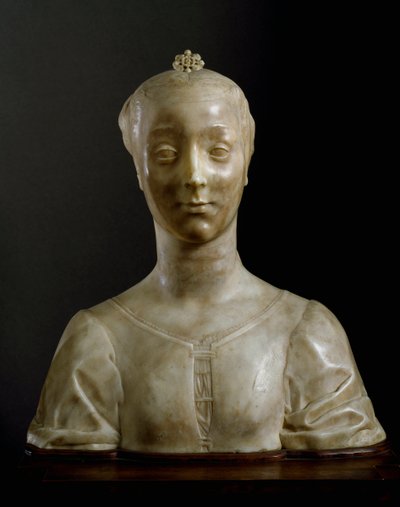 Popiersie młodej damy Marmurowa rzeźba Desiderio da Settignano (ok.1430-1464) wym.146 cm Florencja, Muzeum Narodowe Bargello autorstwa Desiderio da Settignano