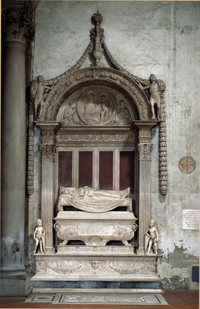 Grób Carlo Marsuppini (1399-1453), kanclerza Republiki Florenckiej, wykonany przez Desiderio da Settignano (ok. 1430-1464), ok. 1453. Florencja, Chiesa di Santa Croce autorstwa Desiderio da Settignano