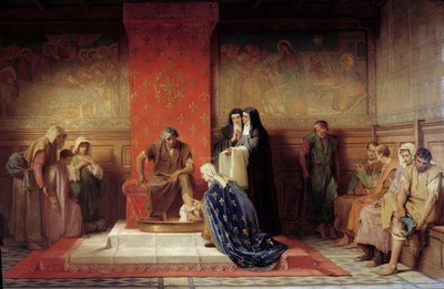 Święta Elżbieta z Francji (siostra św. Ludwika) myjąca stopy biednym Obraz Desire Laugee (1823-1896) 1865 autorstwa Desire Francois Laugee