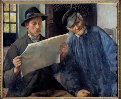 Aktualności Czytanie gazety. Obraz Desire Lubin (1854-1929) XX-wieczny Orlean musee des Beaux Arts autorstwa Desire Lubin