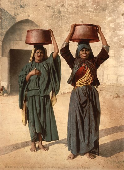 Sprzedawcy mleka Siloam, Ziemia Święta, ok. 1890 (odbitka fotomechaniczna) autorstwa Detroit Photographic Co.