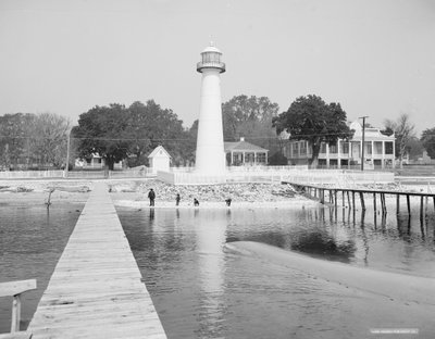 Latarnia morska Biloxi, Biloxi, Mississippi, USA, ok. 1906 (zdjęcie czarno-białe) autorstwa Detroit Publishing Co.