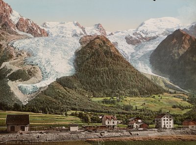 Stacja Chamonix i lodowiec des Bossons, ok. 1890-1906 (odbitka fotochromowa) autorstwa Detroit Publishing Co.