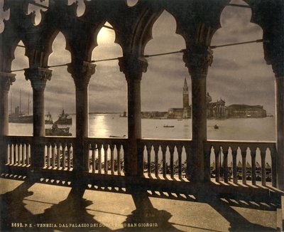 San Georgio z Pałacu Dożów w świetle księżyca, Wenecja, Włochy, ok. 1890-1900 (fotochrom) autorstwa Detroit Publishing Co.