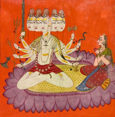 Sadashiva czczony przez Parvati, ca. 1690. autorstwa Devidasa