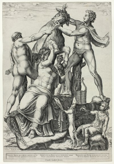 Byk Farnese z Dirce, Zethusem i Amphionem autorstwa Diana Scultori