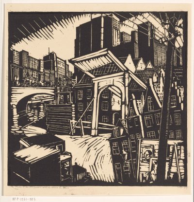 Stare i nowe miasto (oryginalny tytuł na obiekcie) autorstwa Dick Ket (signed by artist)