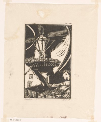 Molen (oryginalny tytuł na obiekcie) autorstwa Dick Ket (signed by artist)