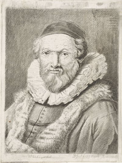 Portret Johannesa Wtenbogaerta Wtenbogardus (tytuł na obiekcie) autorstwa Diederik Jan Singendonck