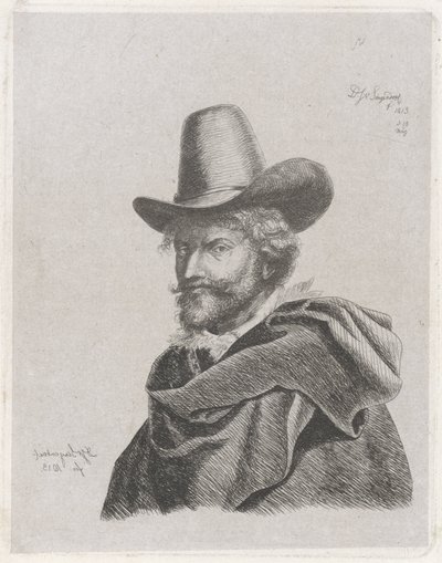 Portret Petera Paula Rubensa z płaszczem i cylindrem autorstwa Diederik Jan Singendonck