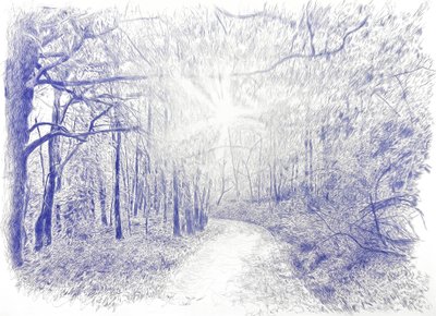 Bosque a contraluz, 2023 (tusz na płótnie) autorstwa Diego Beyro