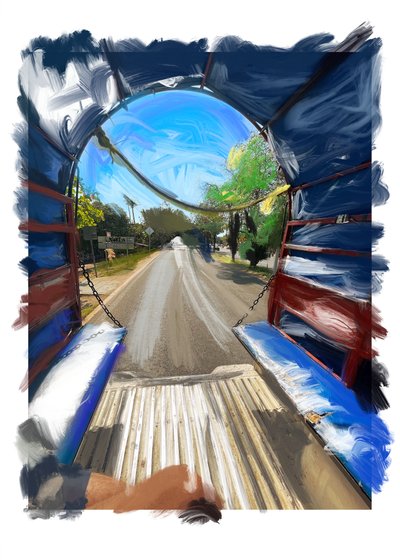 Camion puerto, 2022 (grafika cyfrowa wykonana na iPadzie) autorstwa Diego Beyro